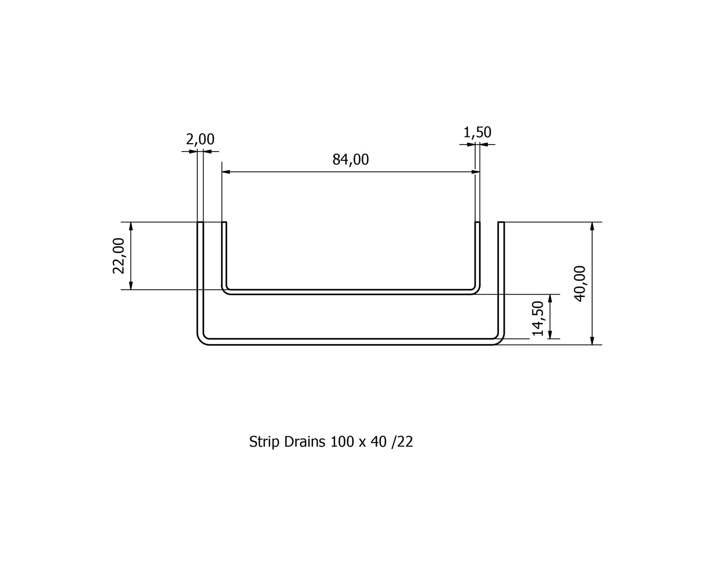 100mm x 40mm linear drain strip drains for 20mm deep Tile